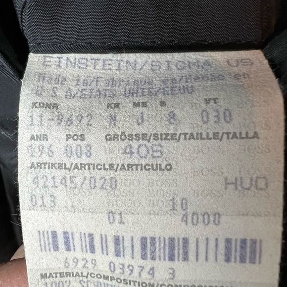 HUGO BOSS Men’s 40S Black / Purple Stripe Wool Suit Flat Front 36 x 30 - Picture 14 of 15